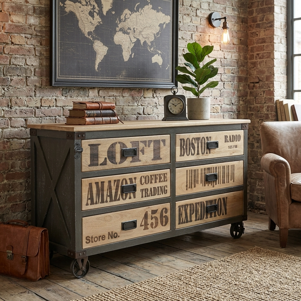 Juliette 6-Drawer Sideboard on Wheels