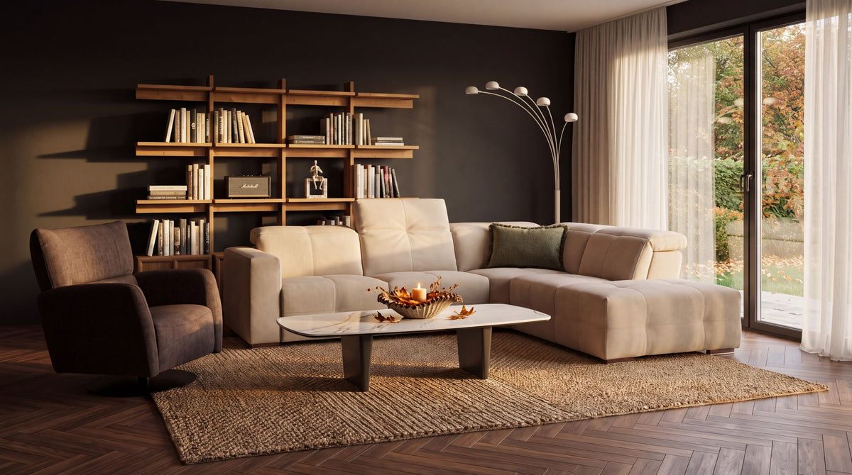 Sauvanne Electric Recliner Corner Sofa Cashmere Opale