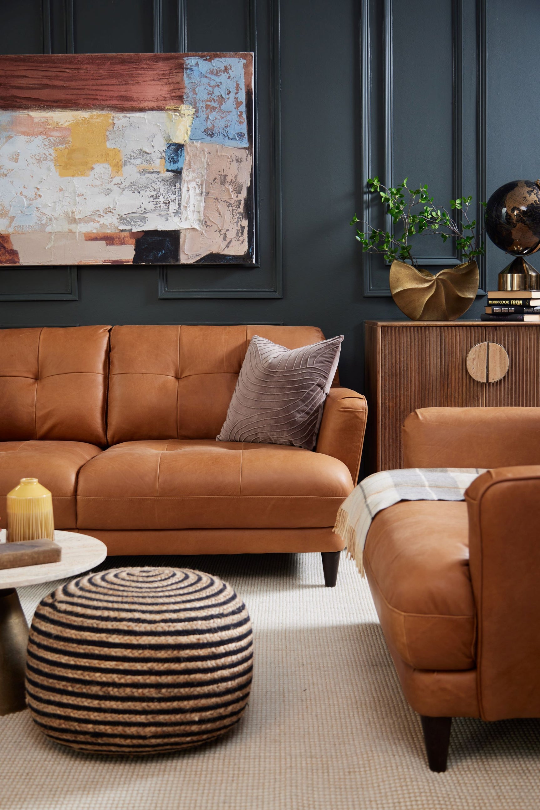 Azriel 2 Seater Natural Leather Sofa