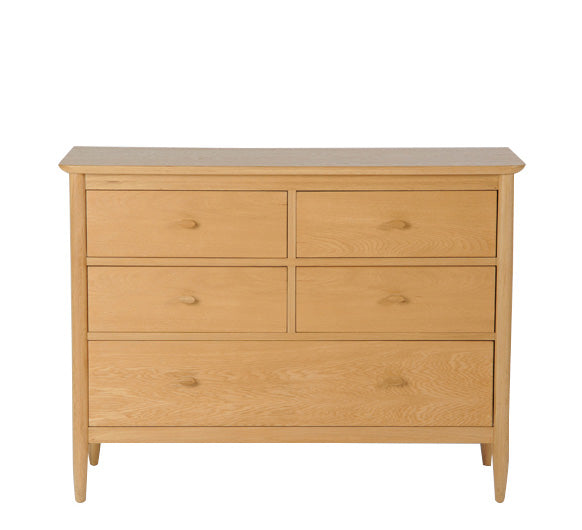 Ercol Teramo Oak 5 Drawer Wide Chest