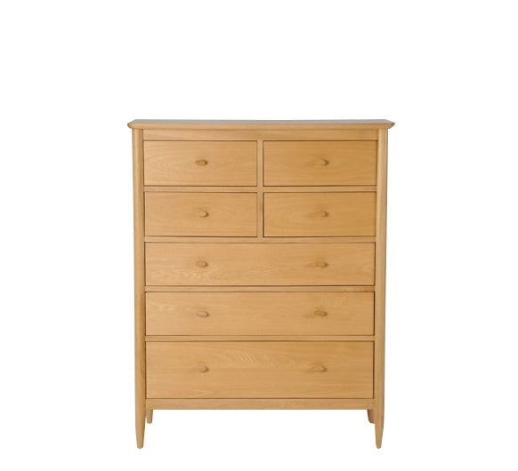 Ercol Teramo Oak 7 Drawer Tall Wide Chest