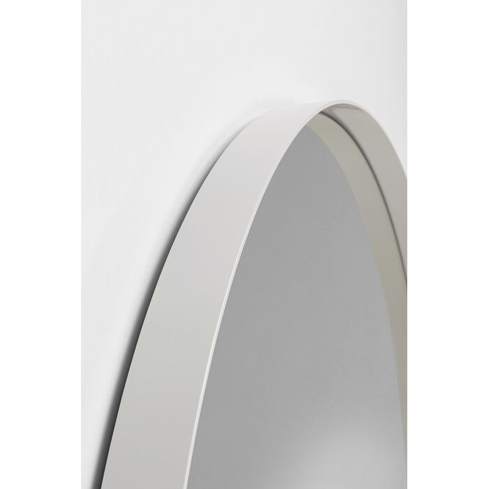 Greige Round Mirror