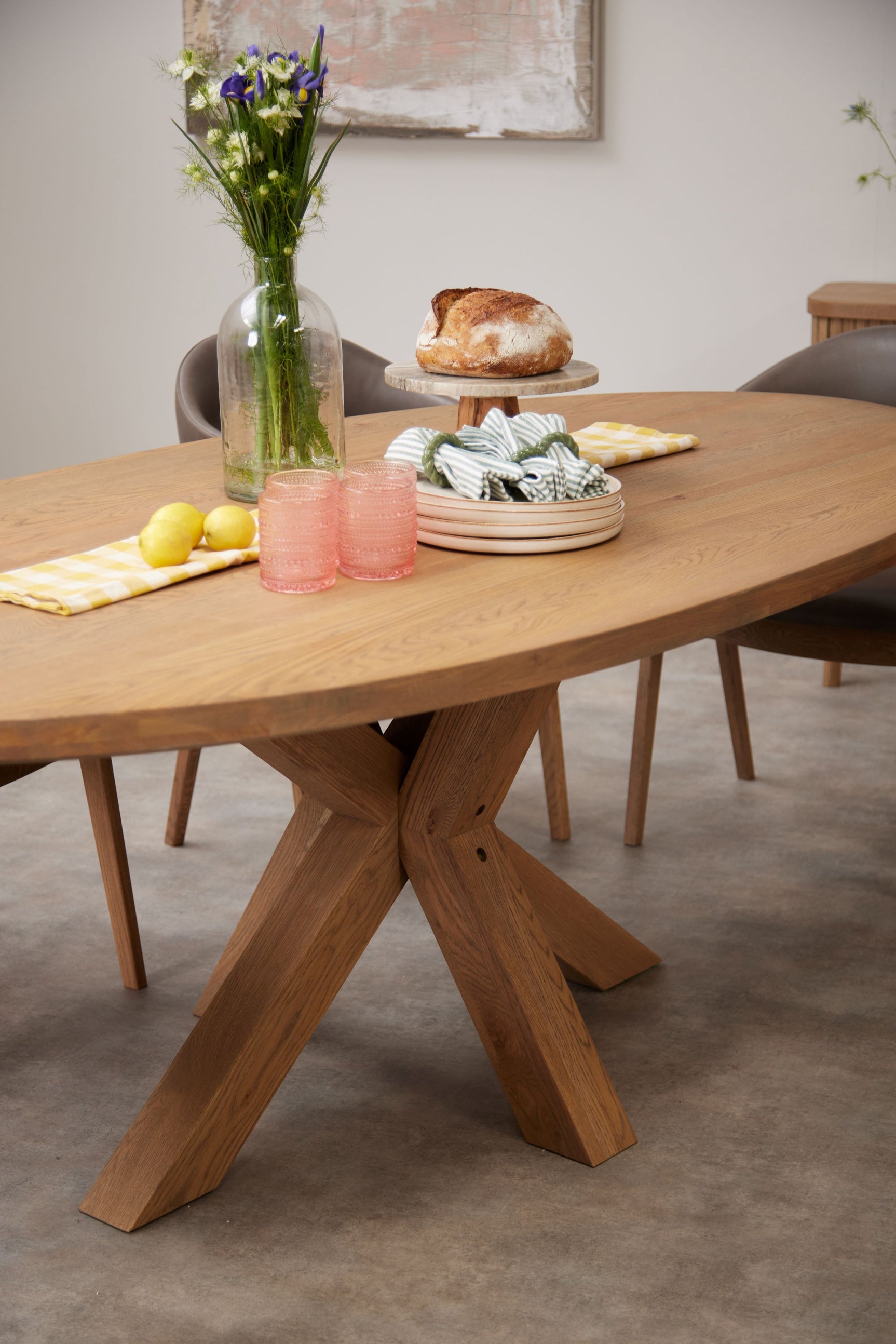 Hugo Double X Pedestal Oval Dining Table
