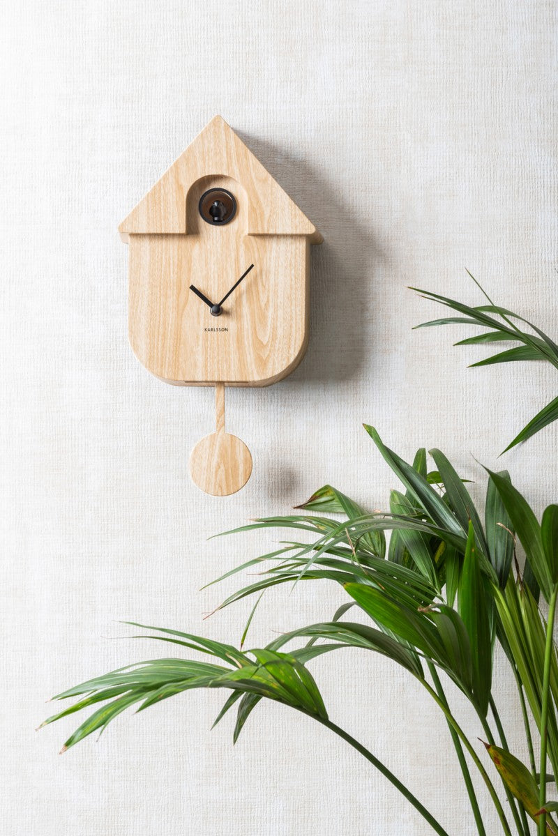 Modern Cuckoo Wall Clock - Light Wood