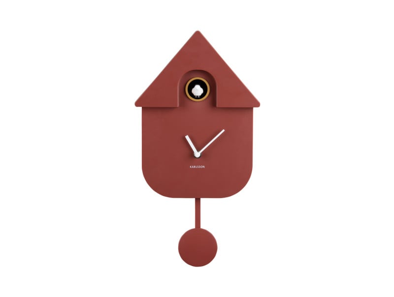 Modern Cuckoo Wall Clock - Red Ochre