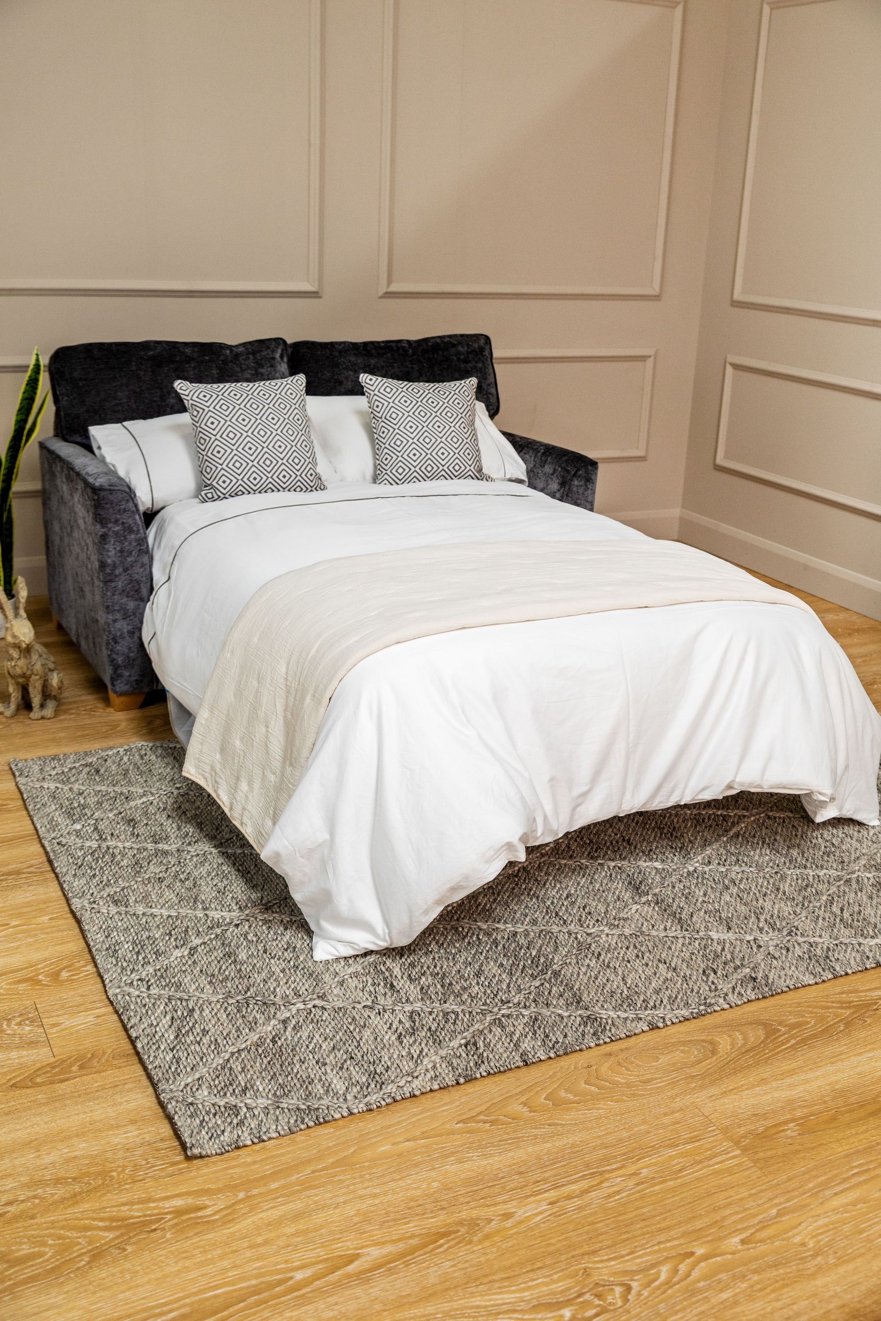 Piper 2 Seater Fabric Sofa Bed Charcoal