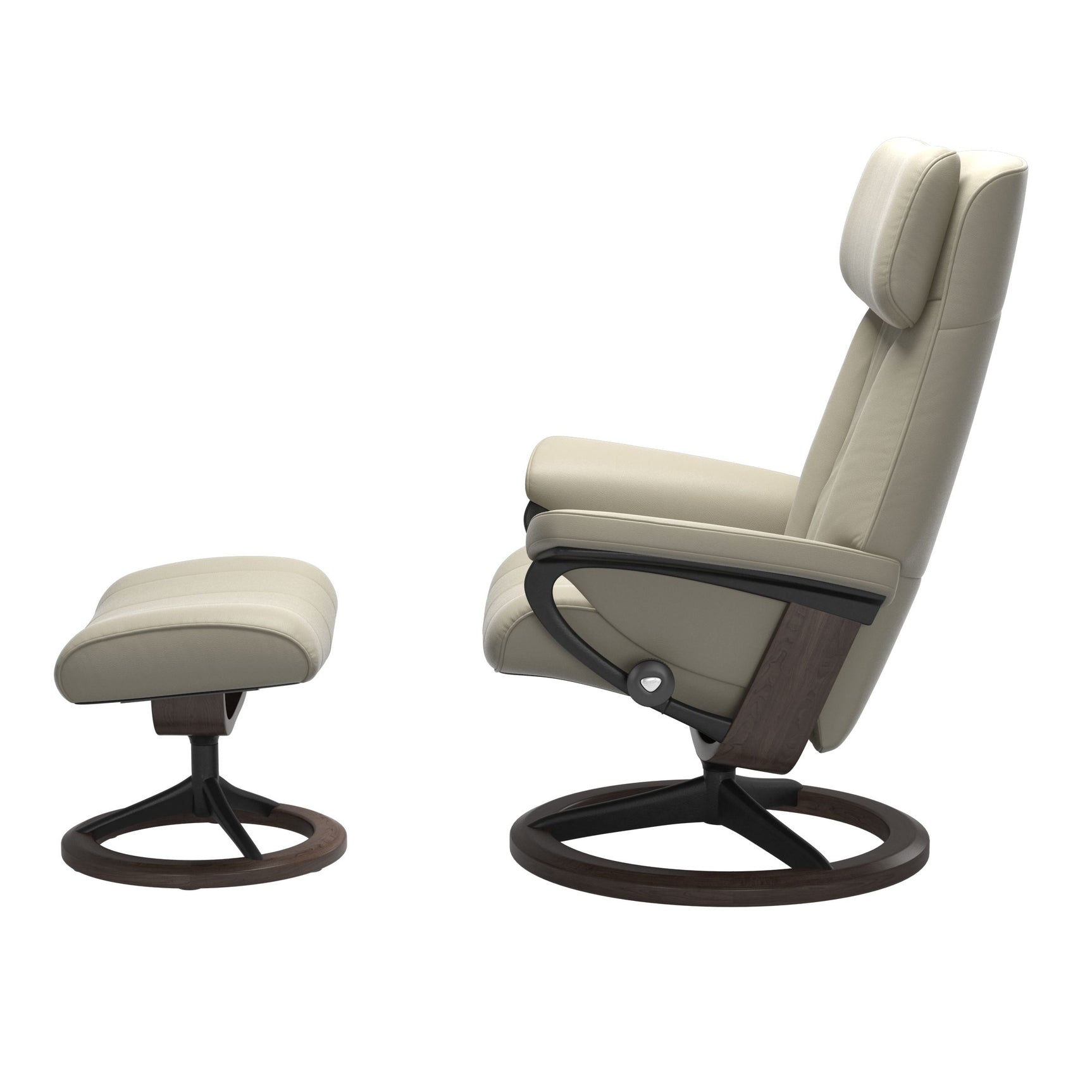 Stressless Paul M Recliner Light Grey Chair and Stool