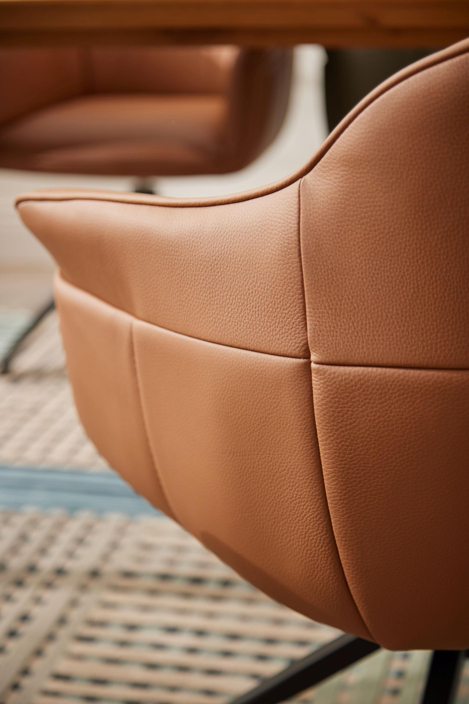 Amrita Swivel Dining Chair Tan Leather