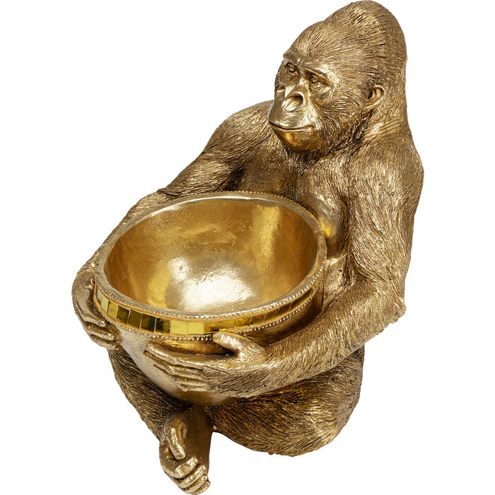 Gorilla Holding Bowl Deco Figurine