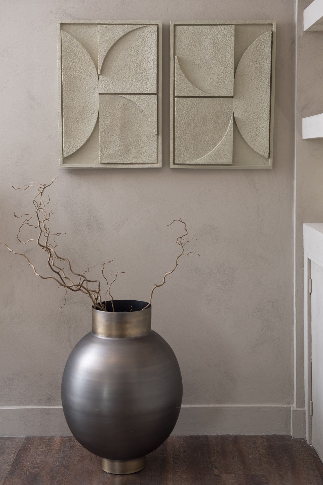 Set of 2 Geometric 3D Wall Art Panels