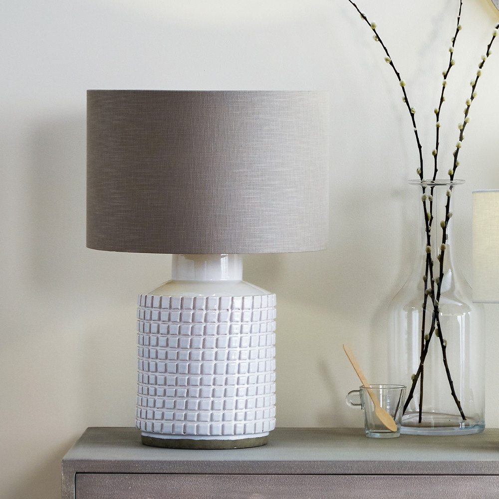 Malone Textured White Squares Lamp