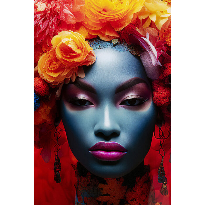 Floral Woman Glass Picture