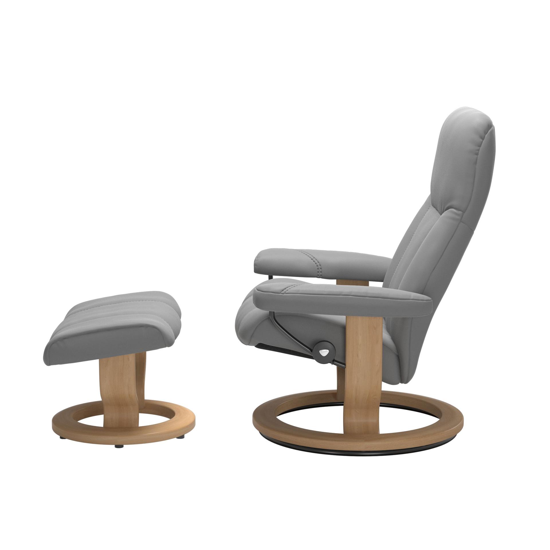 Stressless Consul Wild Dove Medium Clas Recliner Chair and Stool