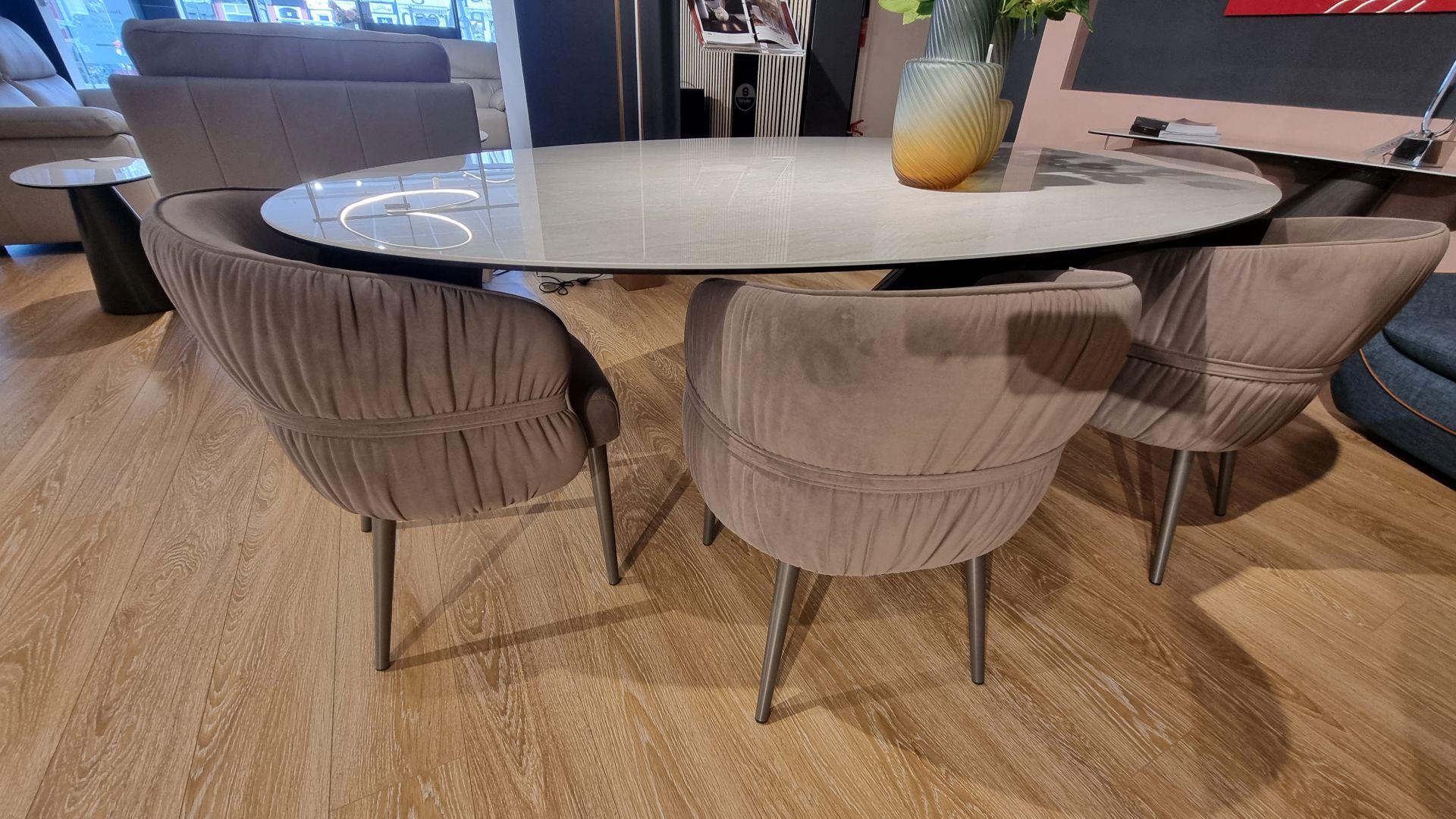 Granada Ceramic Dining Table 240cm & 4 Velvet Chairs – Clearance Cork