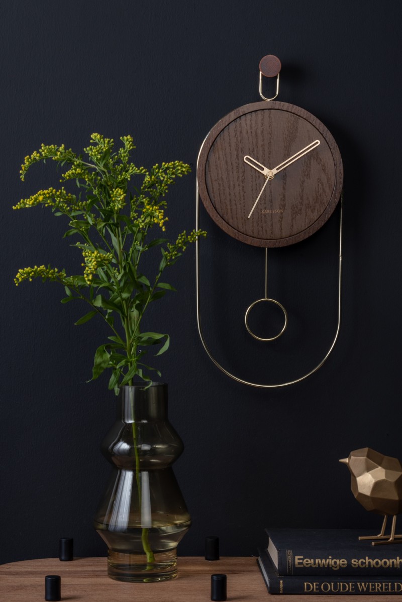 Swing Pendulum Wall Clock - Dark Wood