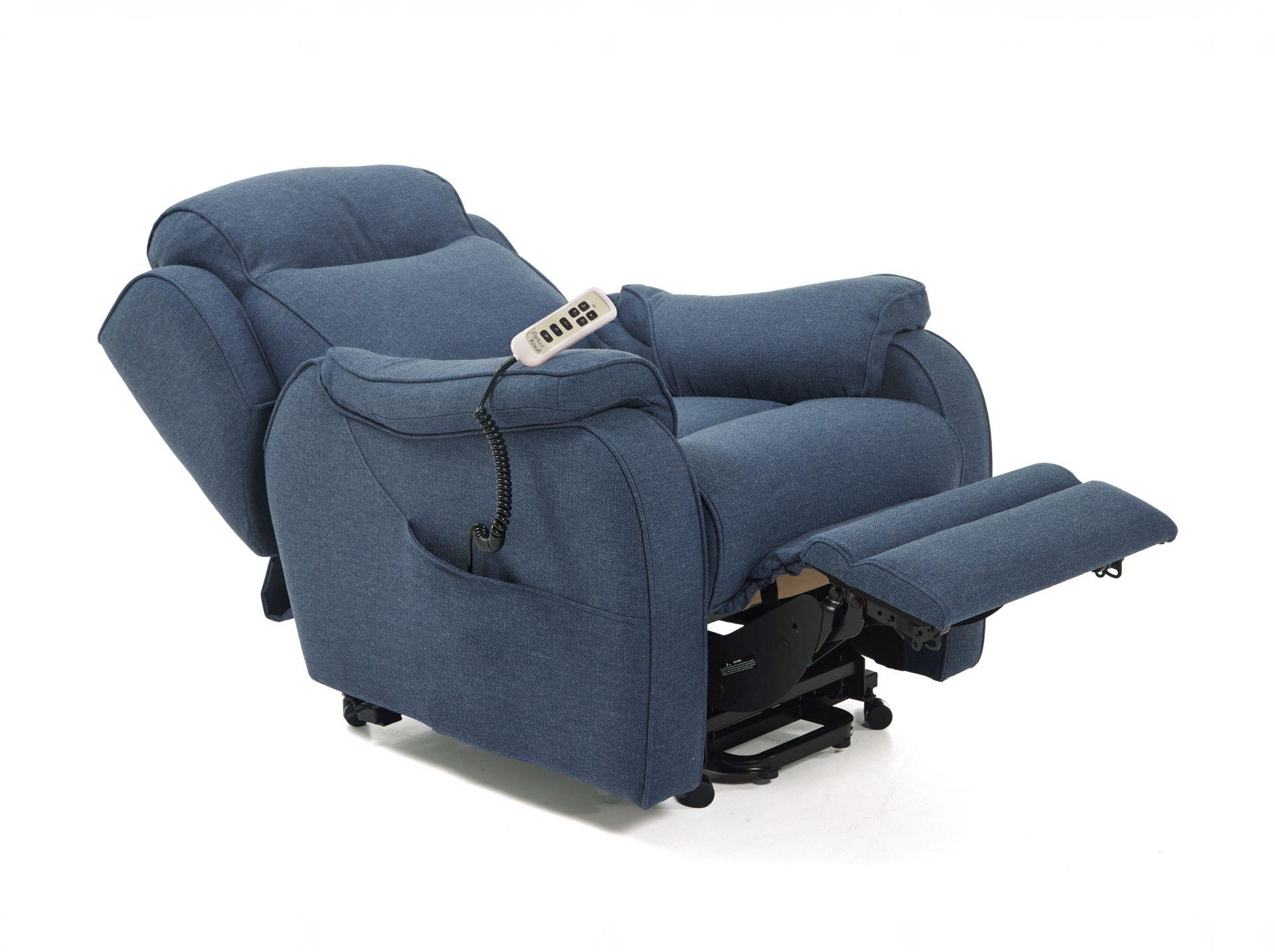 Boston Power Rise and Recline Armchair Herringbone Navy