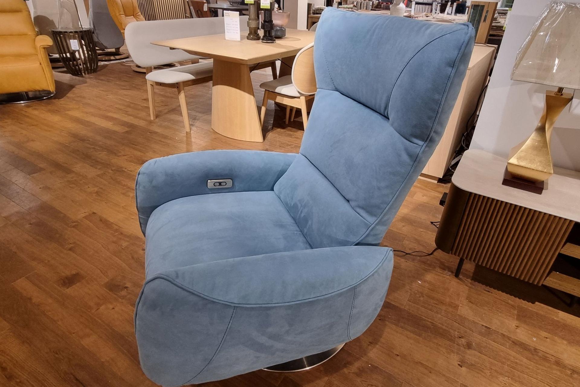 Egoitaliano Mira Swivel Electric Recliner Chair Blue - Clearance Cork
