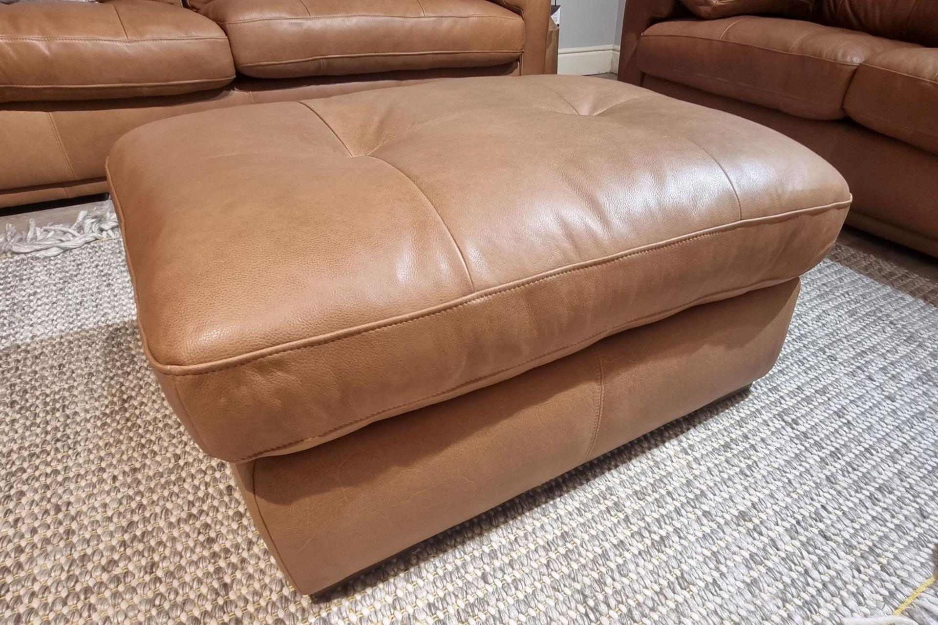 Bamburgh Leather Footstool - Clearance Cork