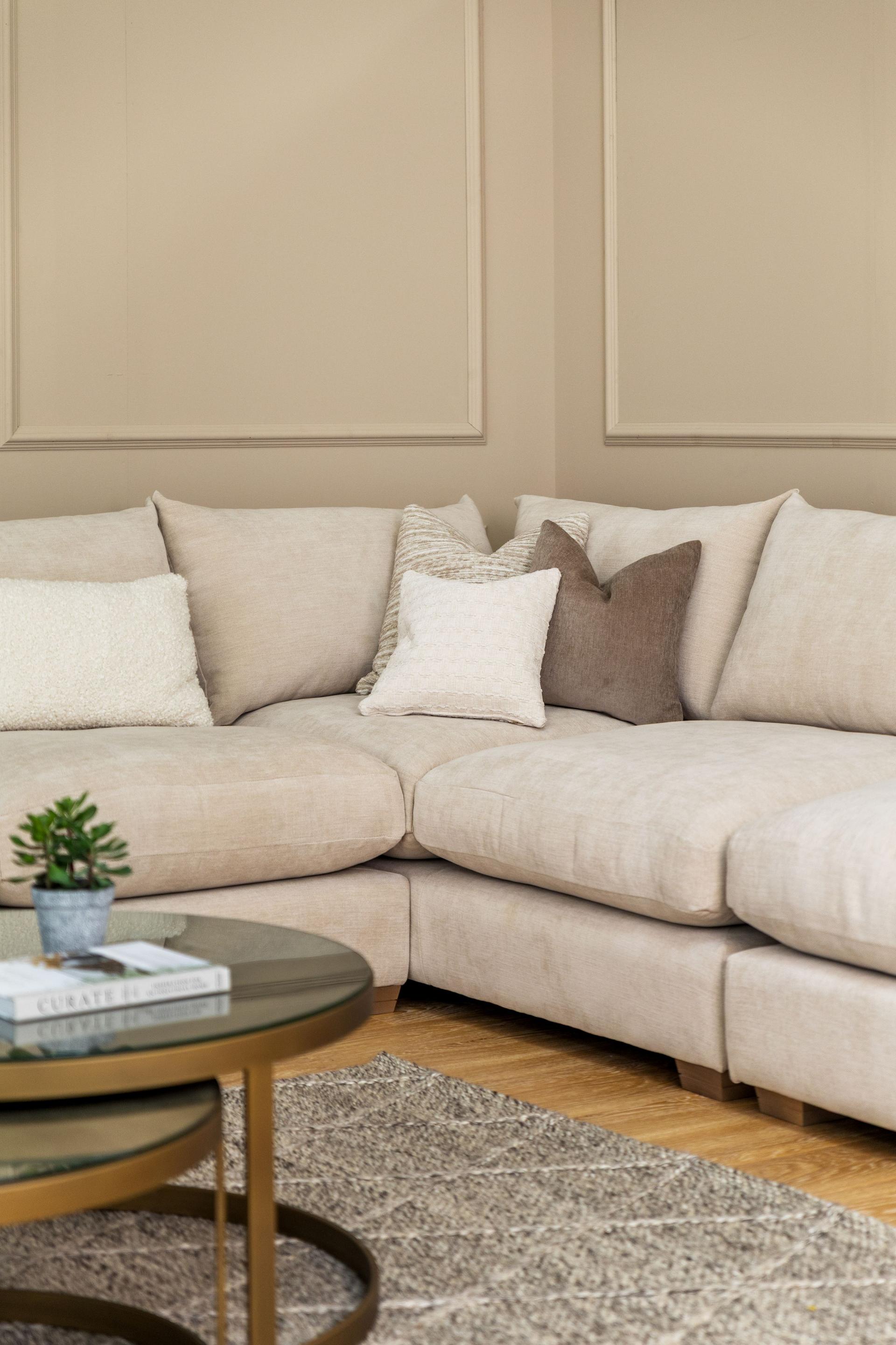 Girona Combi Sofa LHF Digby Beige with Free Footstool