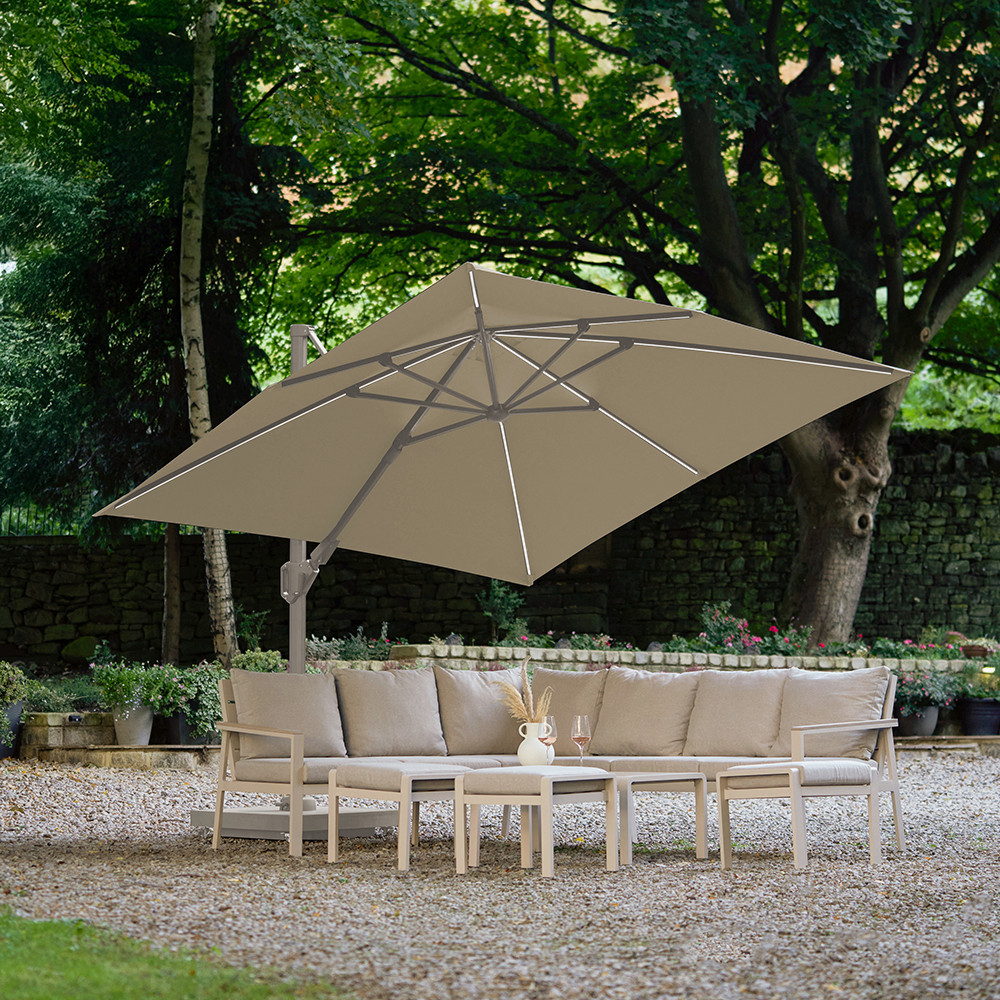 Champagne Glow Garden Parasol and Base