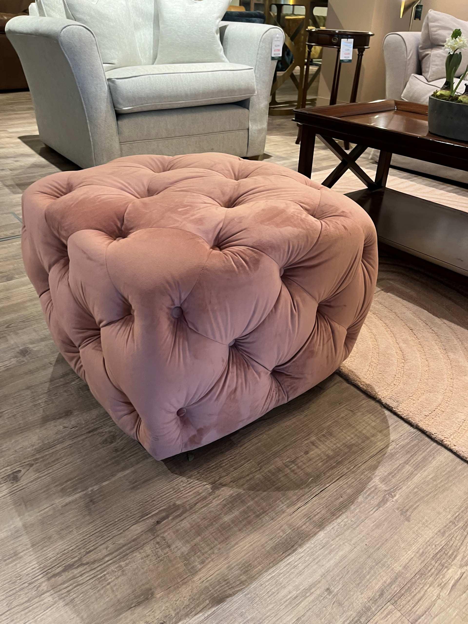 Alexander and James Small Button Cube Stool - Clearance Limerick