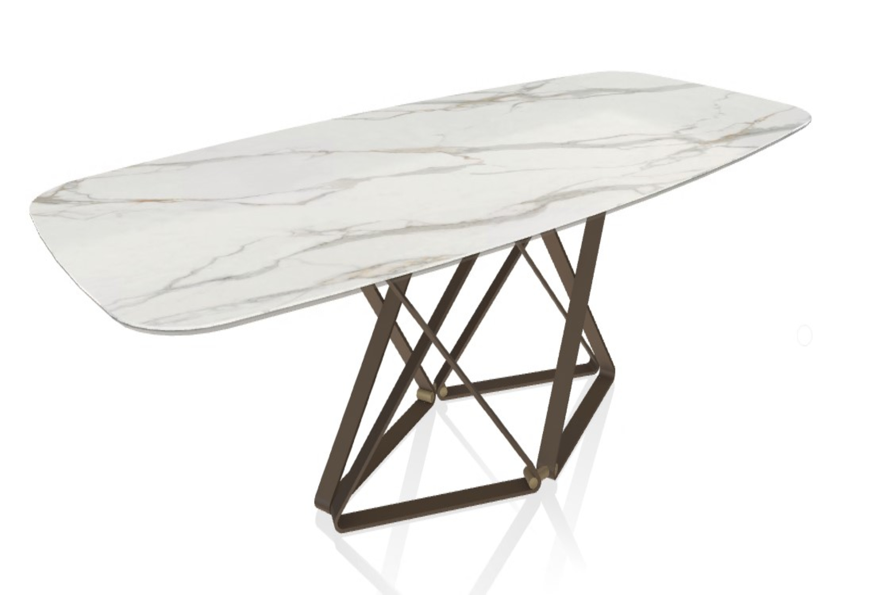 Bontempi Delta 250cm Glossy Calacatta Barrel Top Dining Table