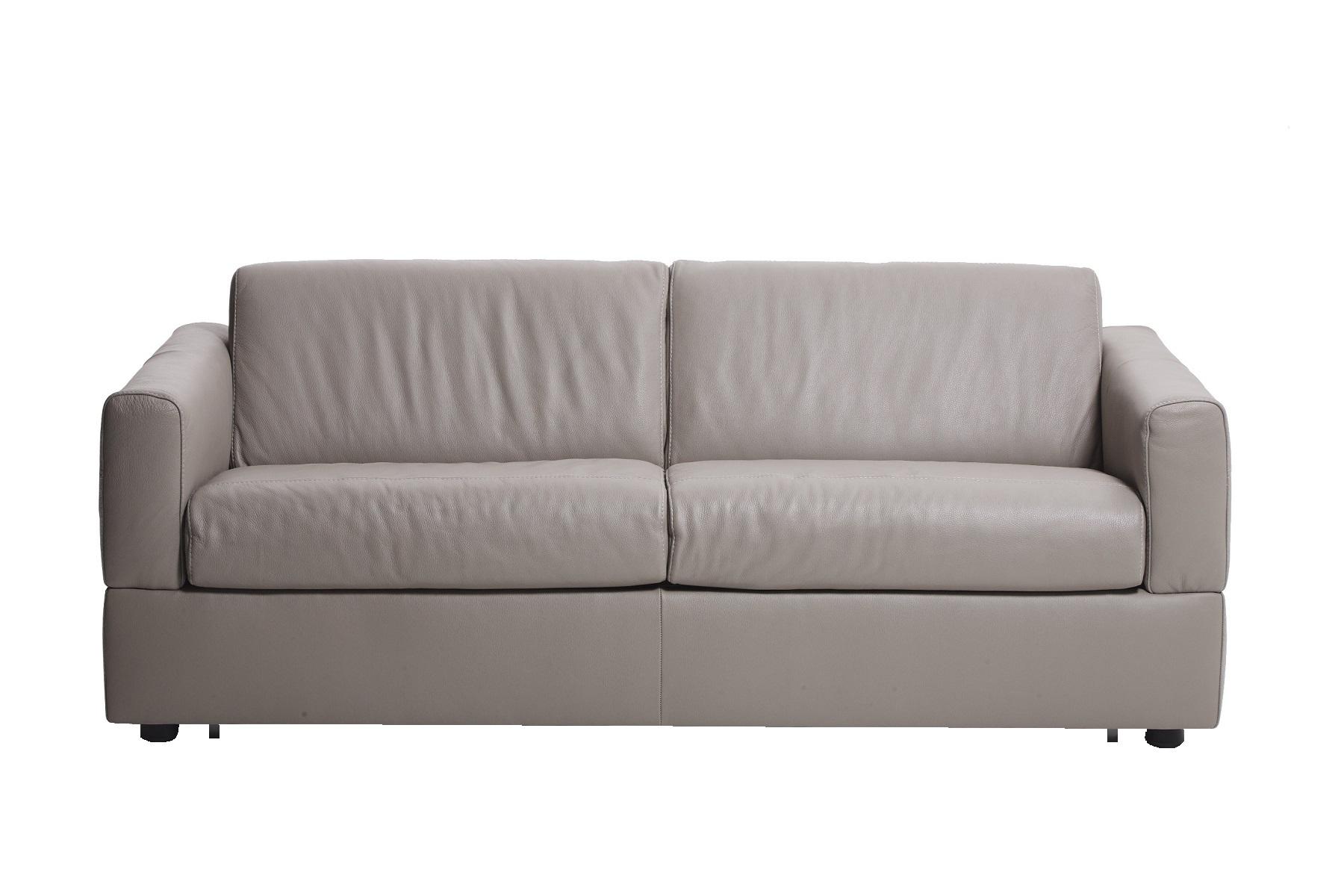 Visconti Leather Sofa Bed - Warm Grey