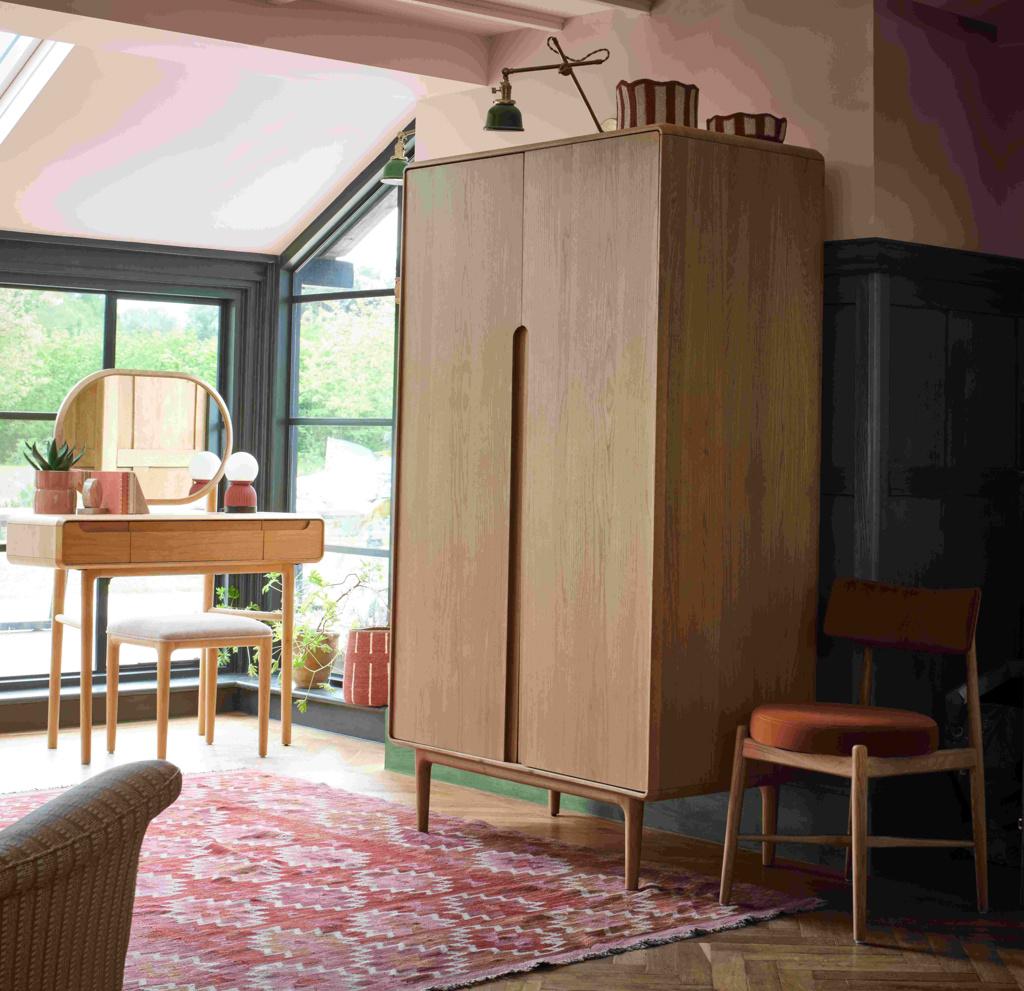 Oak Double Wardrobe in a bedroom