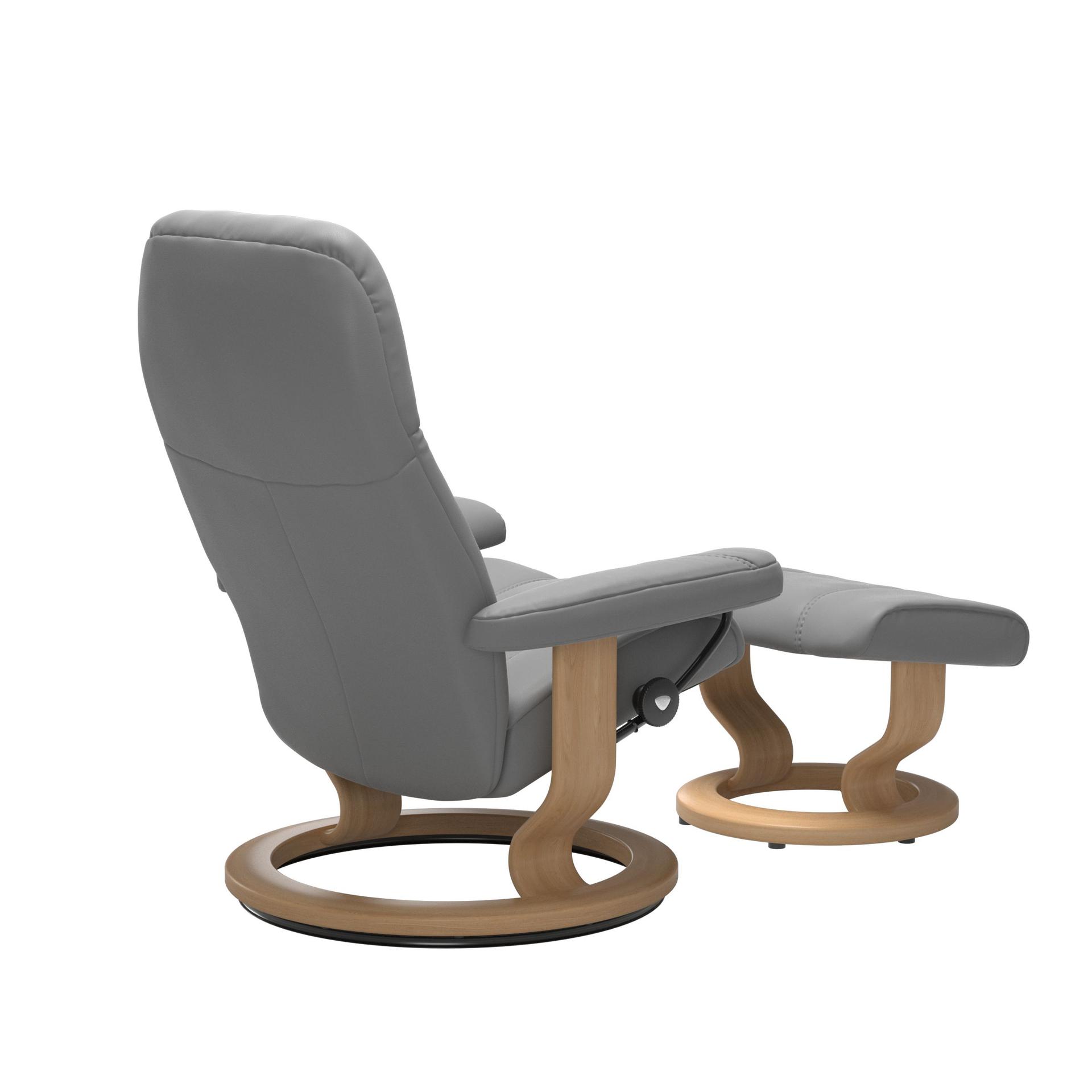 Stressless Consul Wild Dove Medium Clas Recliner Chair and Stool