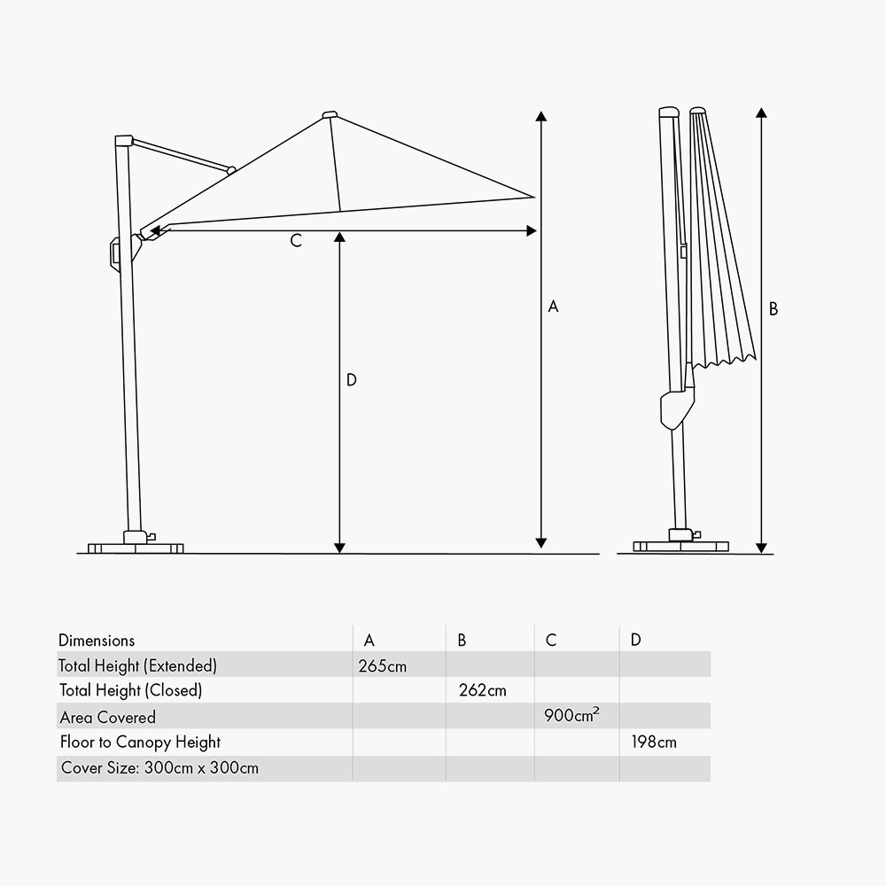 Taupe Glow Garden Parasol and Base