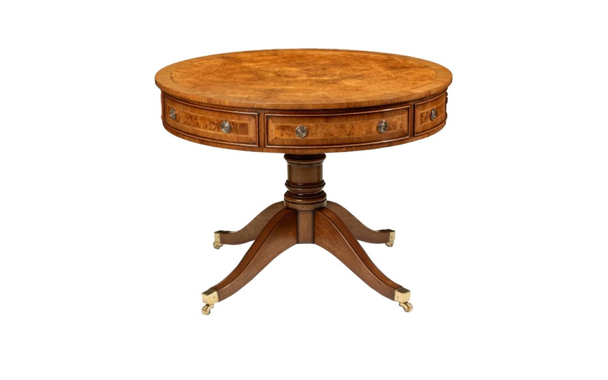 Burr Walnut Drum Table