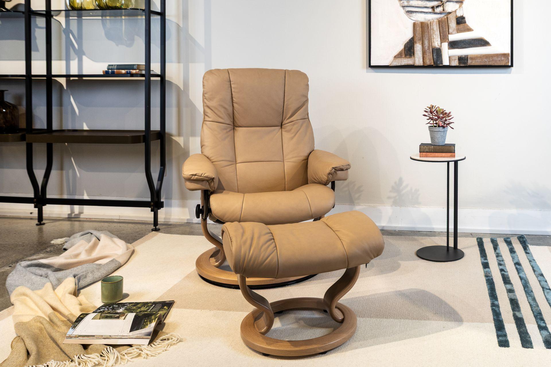 Stressless Mayfair Recliner Chair & Stool Medium Sand/Oak