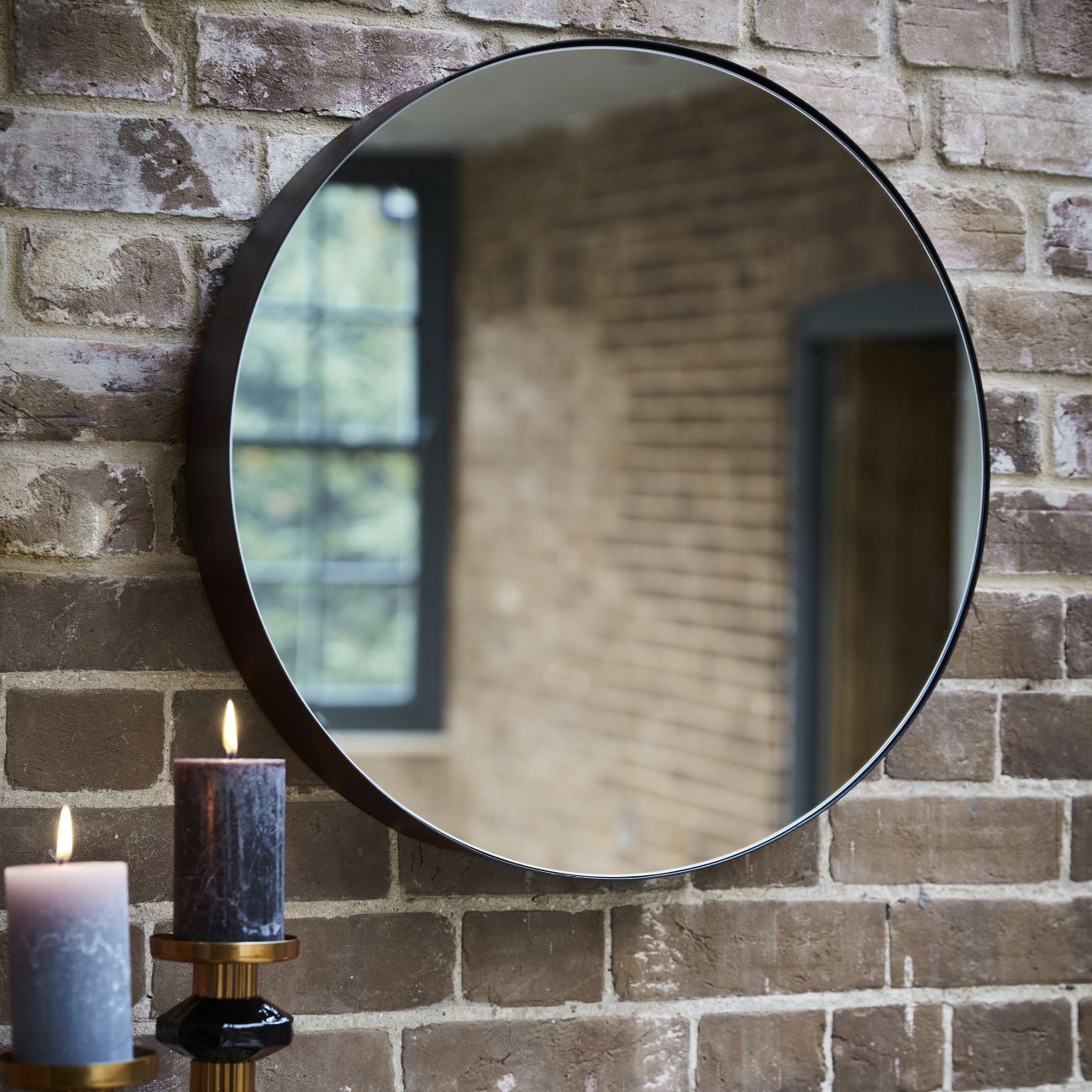 Danny Black Round Mirror - Large