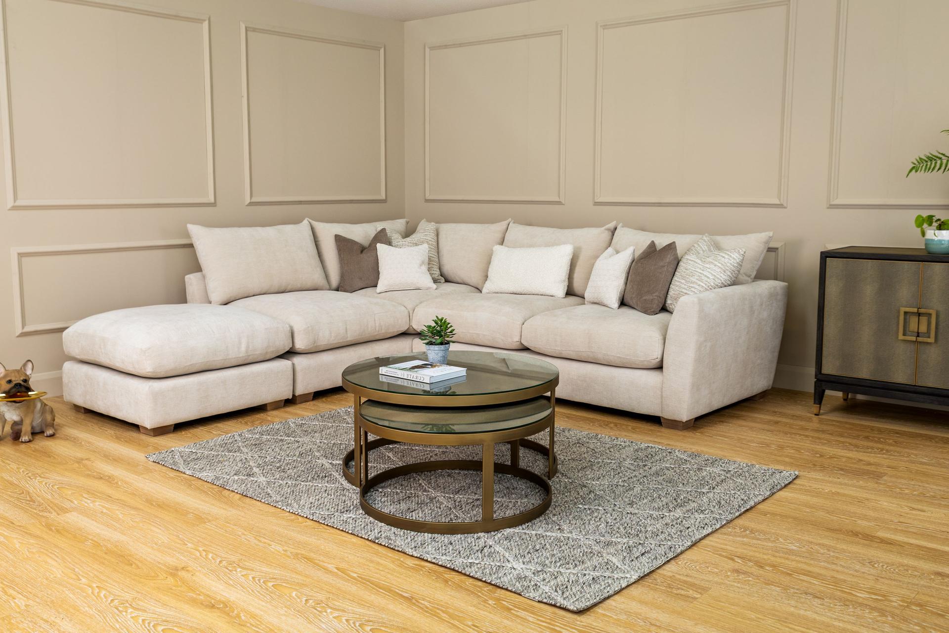 Girona Combi Sofa RHF Digby Beige with Free Footstool