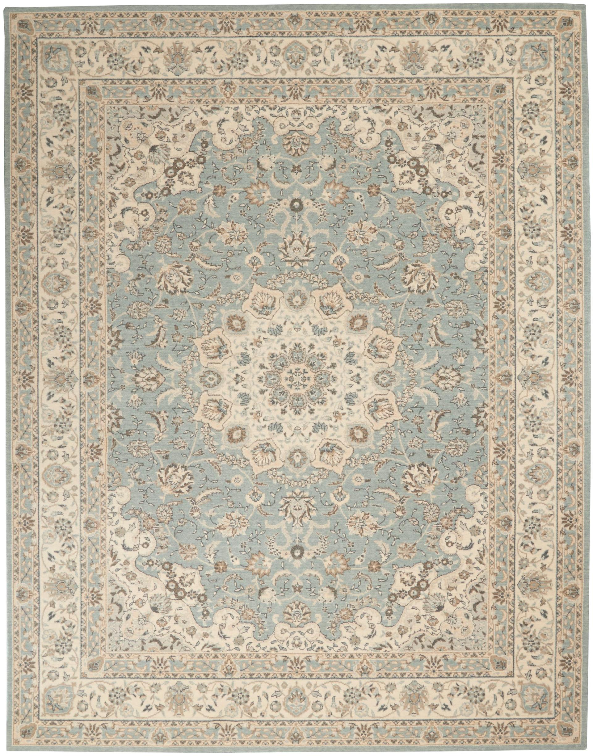 Living Treasures Rug LI15 Aqua/Ivory