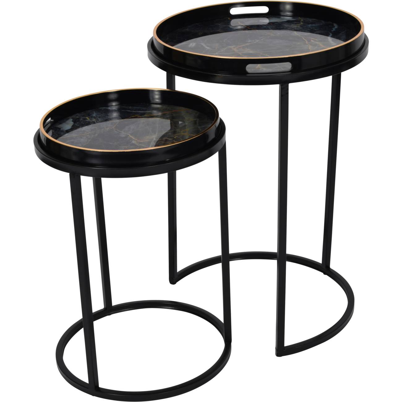 Vesuvius Black and Gold Nest of Tables