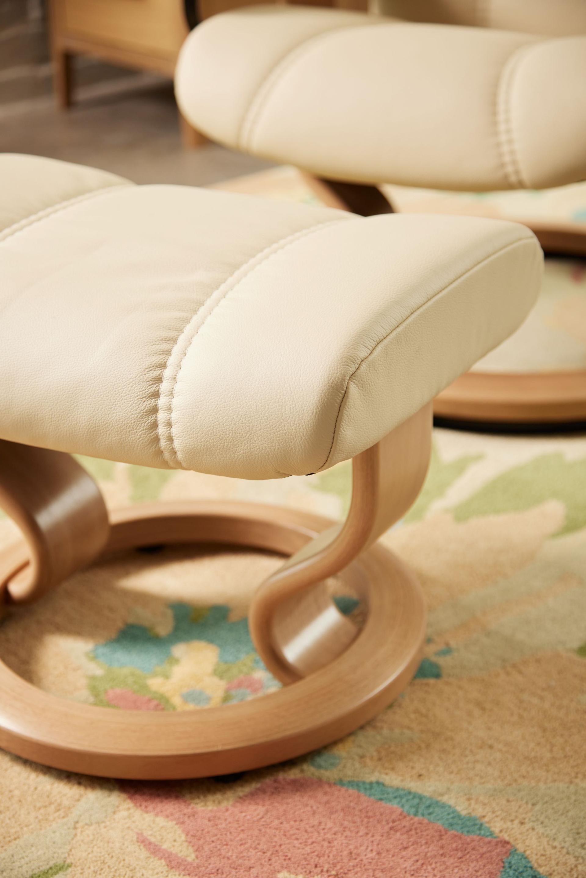 Stressless Consul Cream Medium Clas Recliner Chair and Stool
