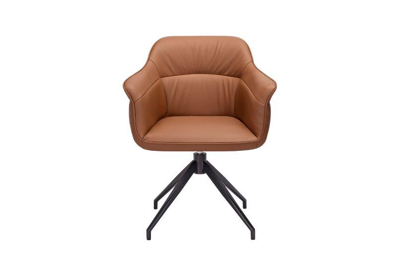 Amrita Swivel Dining Chair Tan Leather