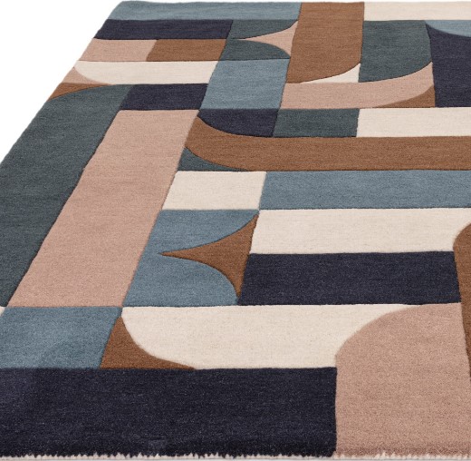 Matrix Klotski Teal Rug