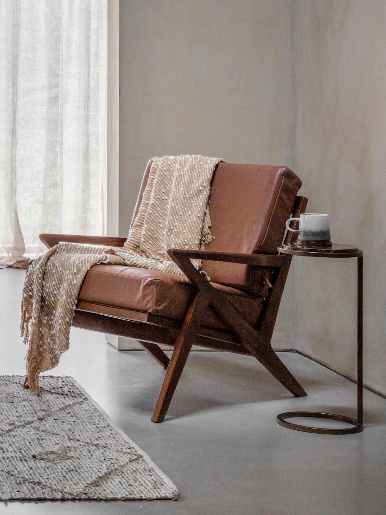 Iota Accent Table Brown Marble