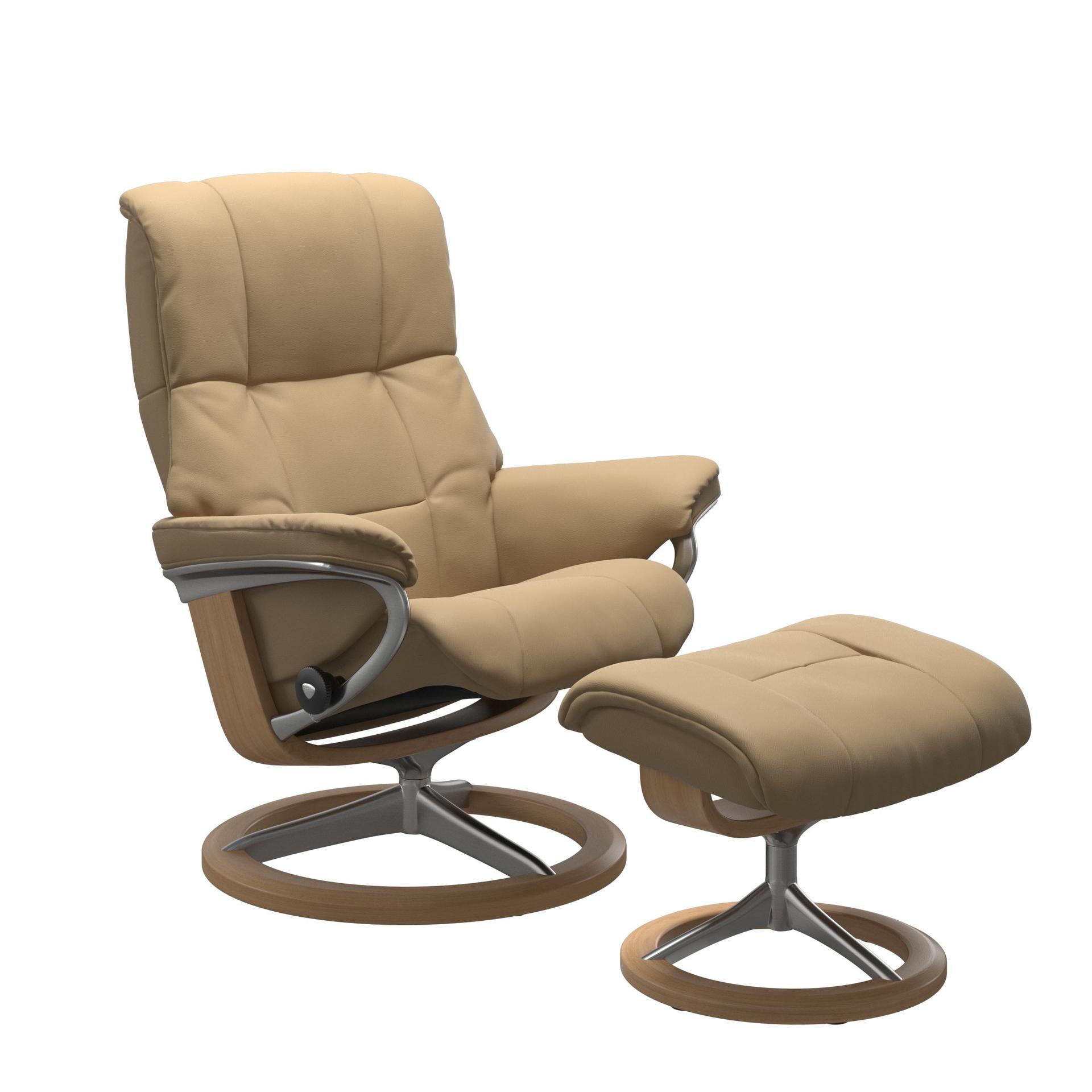 Stressless Mayfair Recliner Chair & Stool Sig Base Sand/Oak