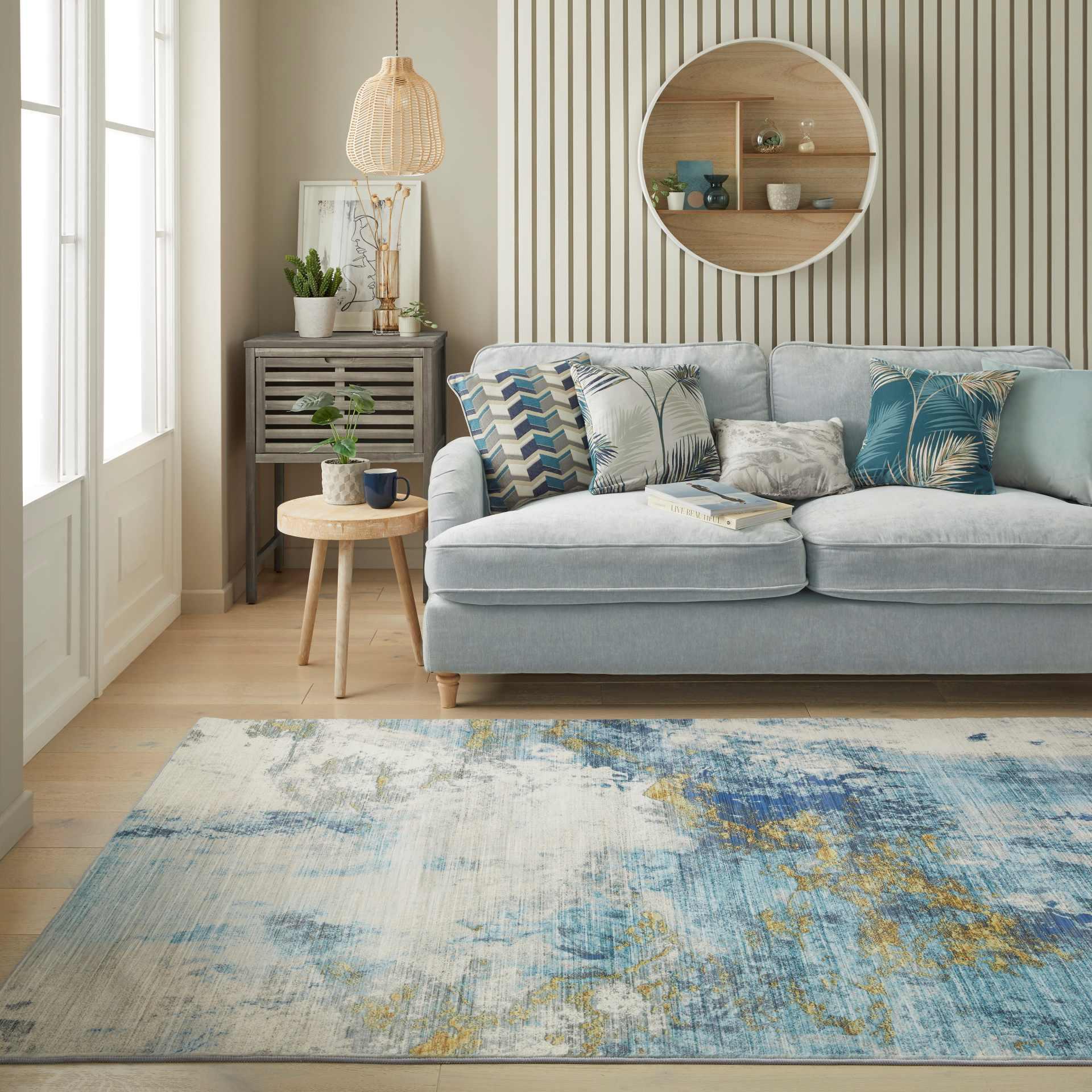 Concept Looms LUX04 Washable Rug Blue Gold
