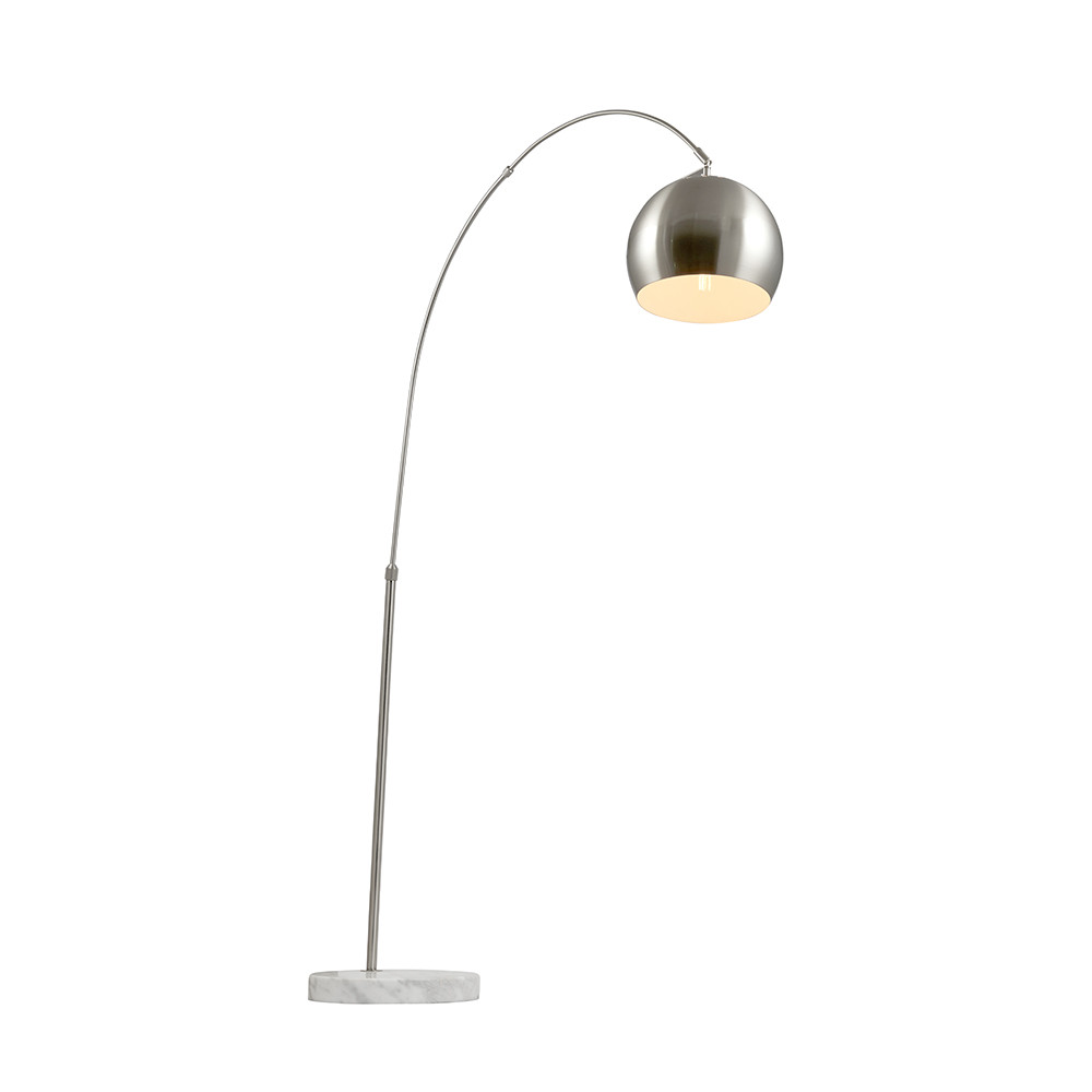 Feliciani Brushed Silver and White Marble Floor Lamp