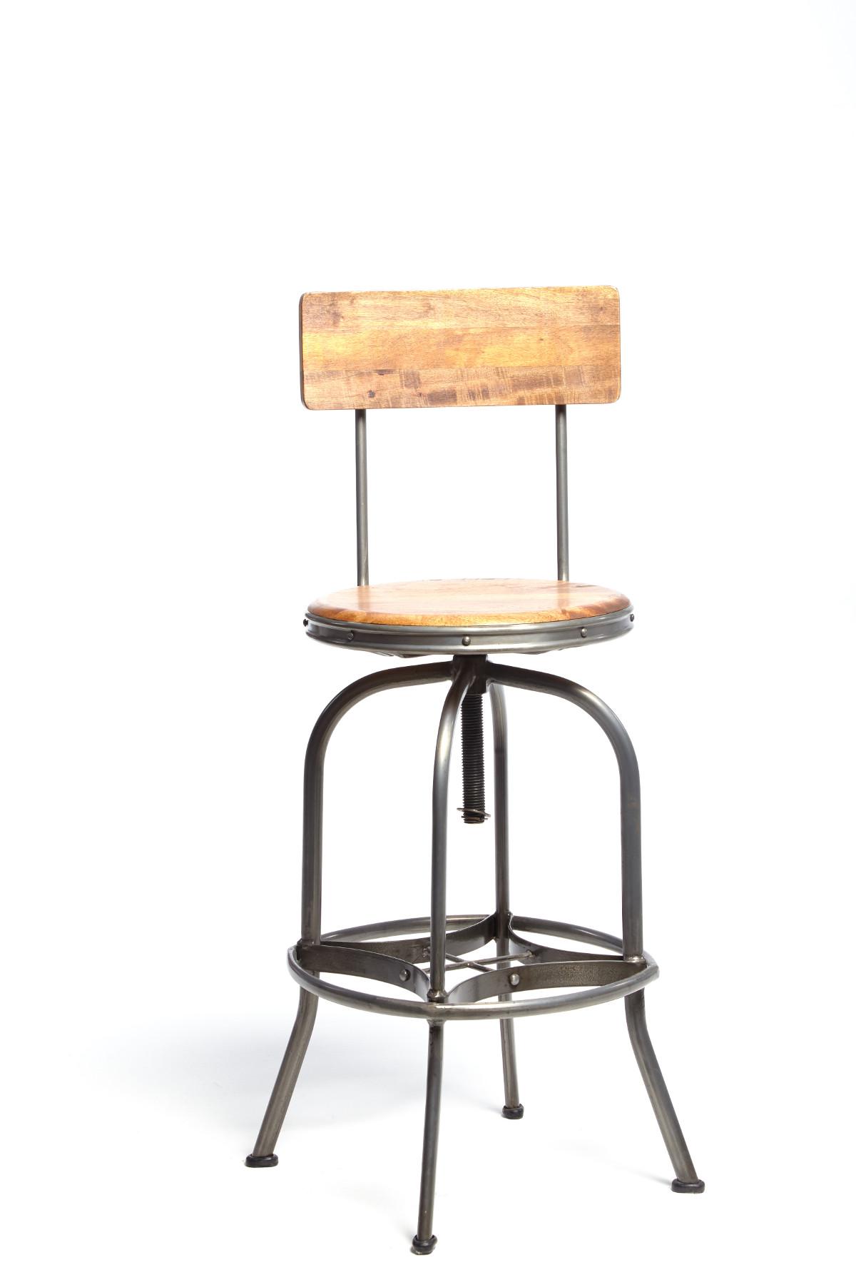 Reclaimed Bar Stool with Back Rest