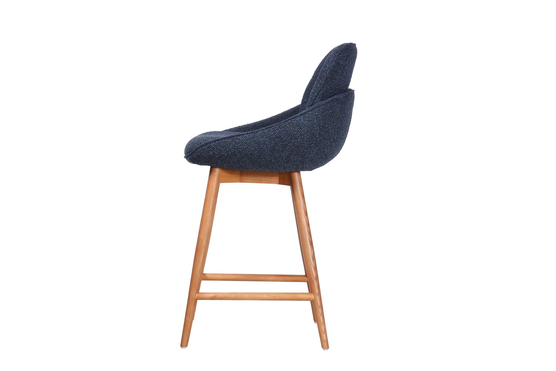 Jesiba Counter Stool Dark Blue with Wooden Base