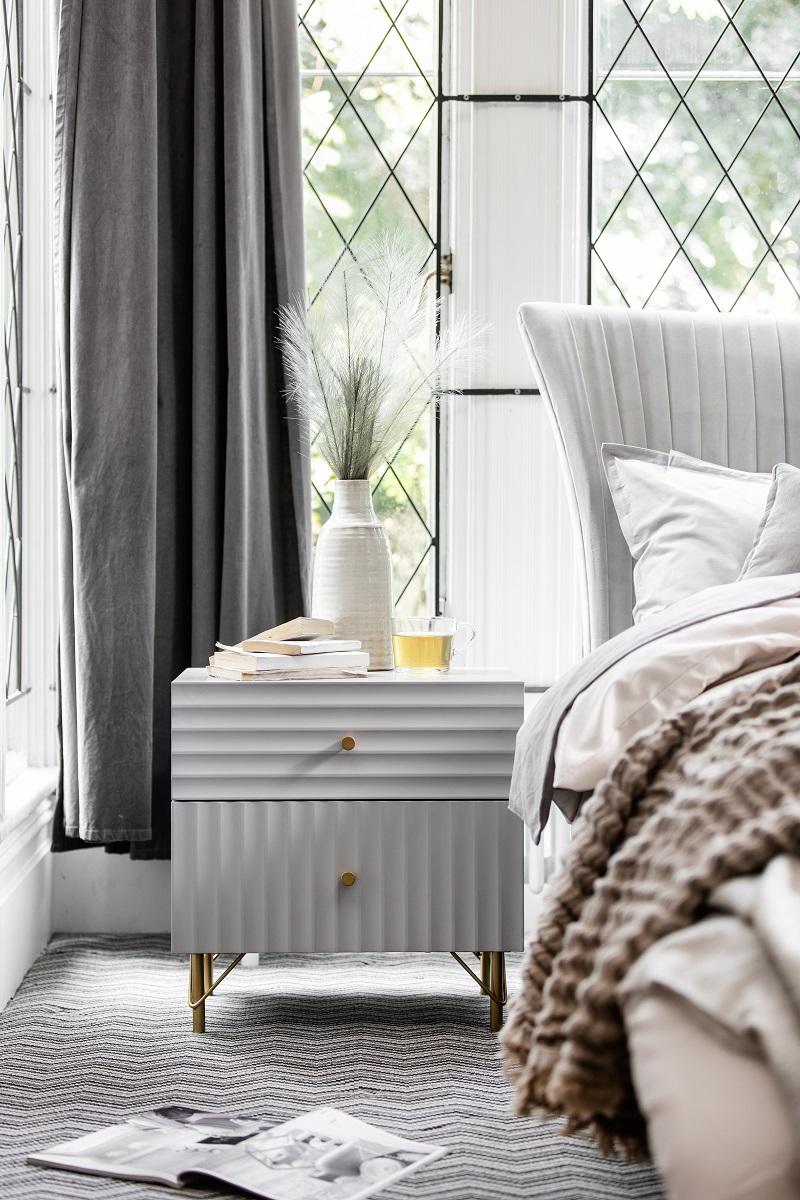 White textured on sale bedside table