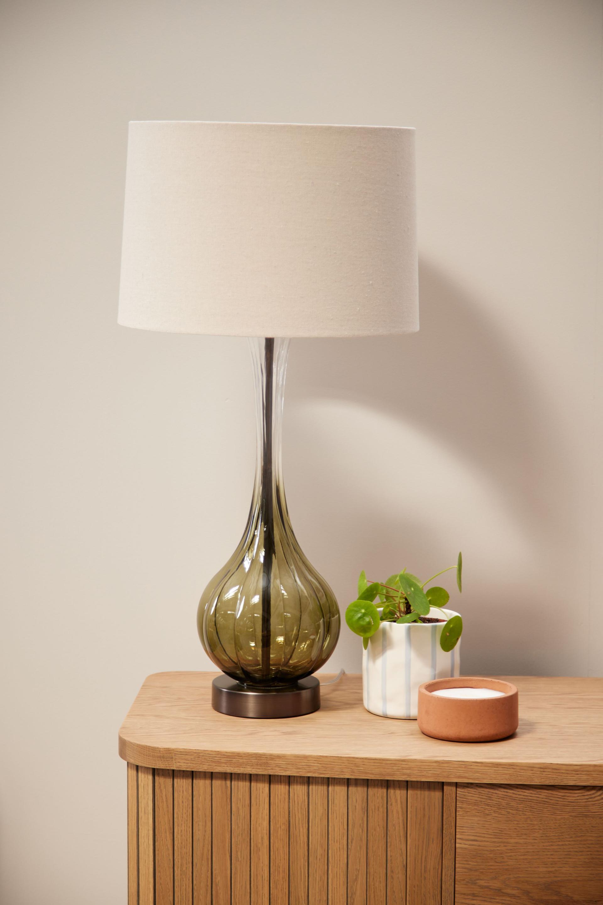 Faded Green Glass Table Lamp