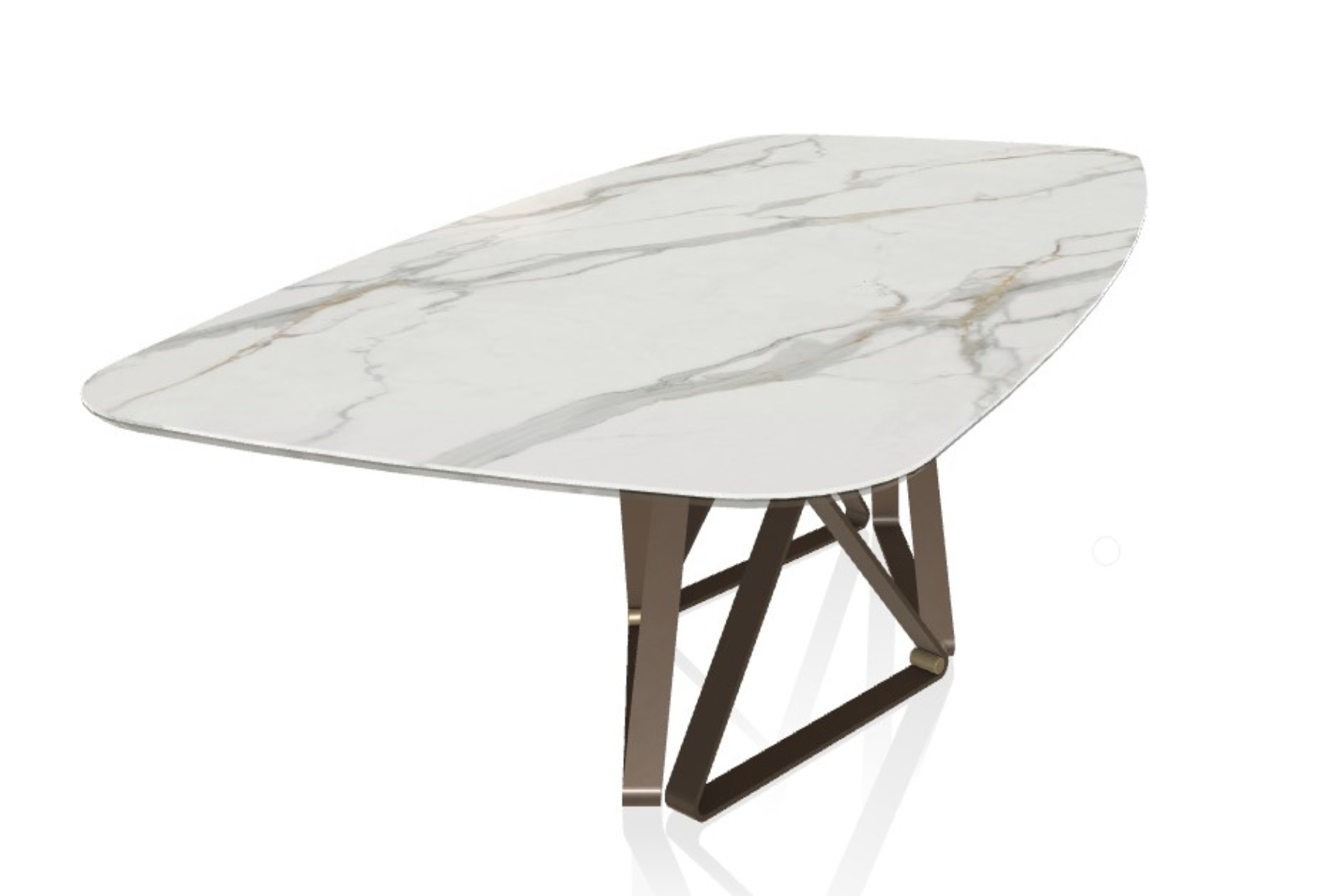 Bontempi Delta 250cm Glossy Calacatta Barrel Top Dining Table