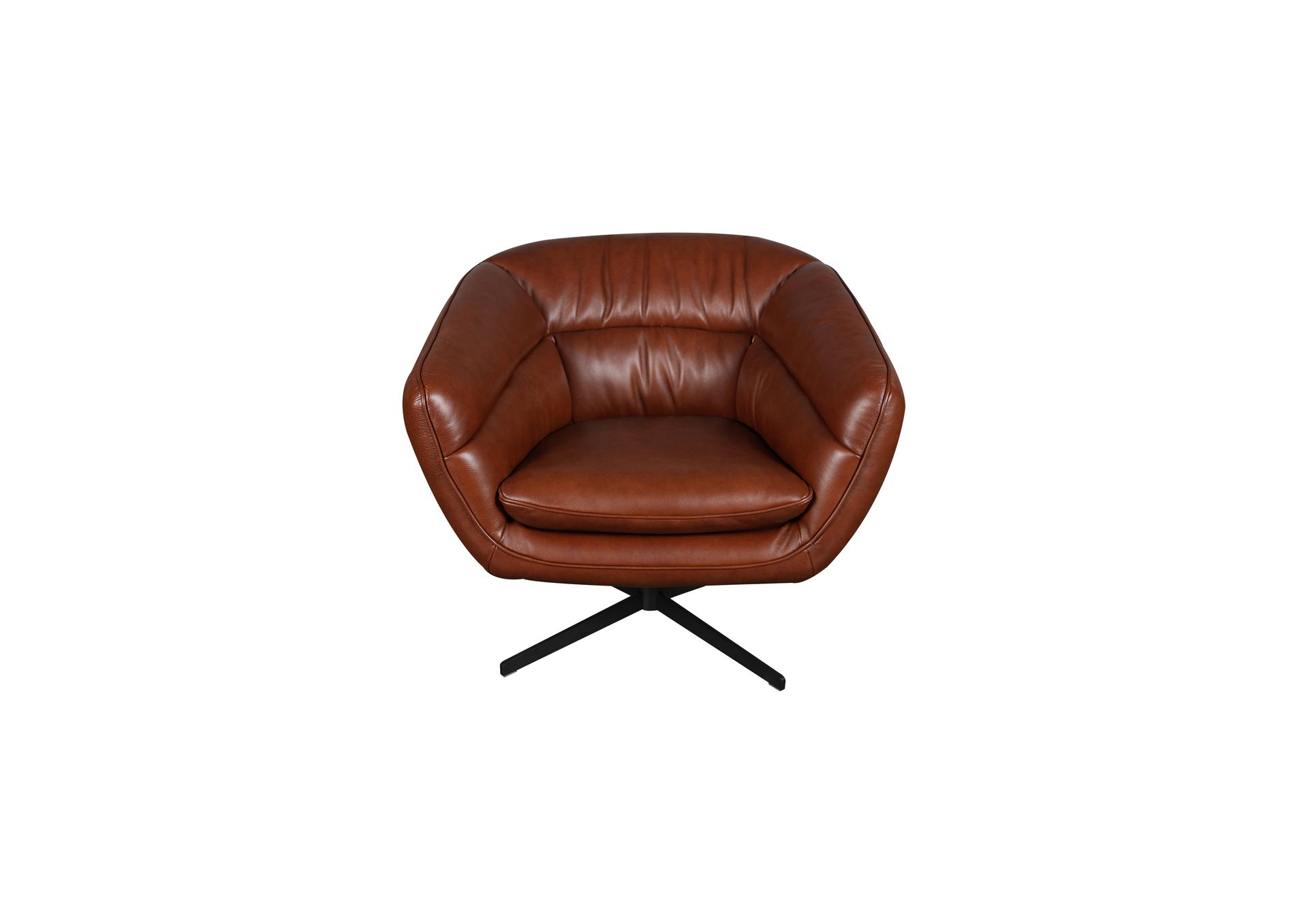 Gilmore Berlin Chestnut Leather Swivel Chair