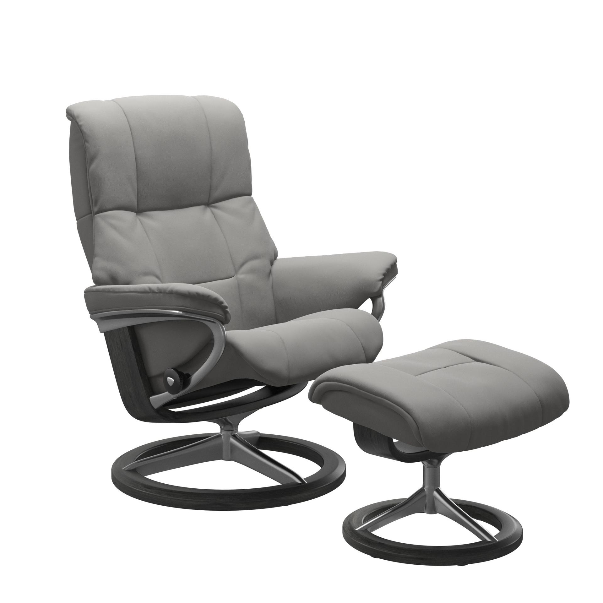 Stressless Mayfair Recliner Chair & Stool Sig Base Silver Grey/Grey